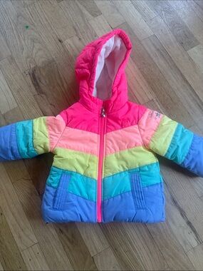 OshKosh B'gosh Neon Pink and Coral Colorblock Toddler Jacket